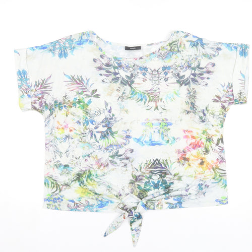 Wallis Women’s Multicoloured Floral Cropped Tie Hem T-Shirt Size 14