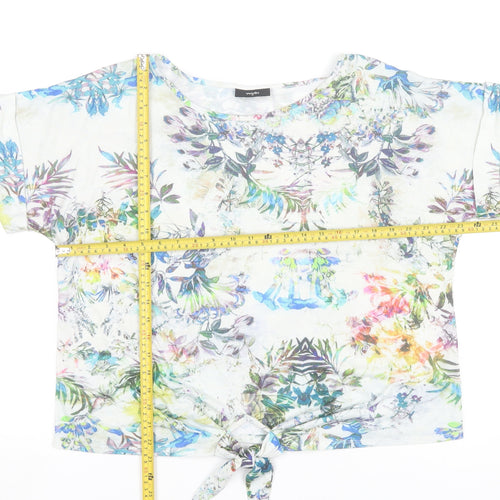 Wallis Women’s Multicoloured Floral Cropped Tie Hem T-Shirt Size 14