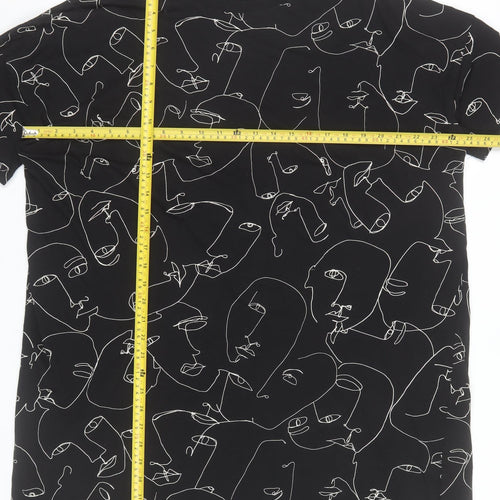 Monki Women Black Abstract Print T-Shirt Dress Size S