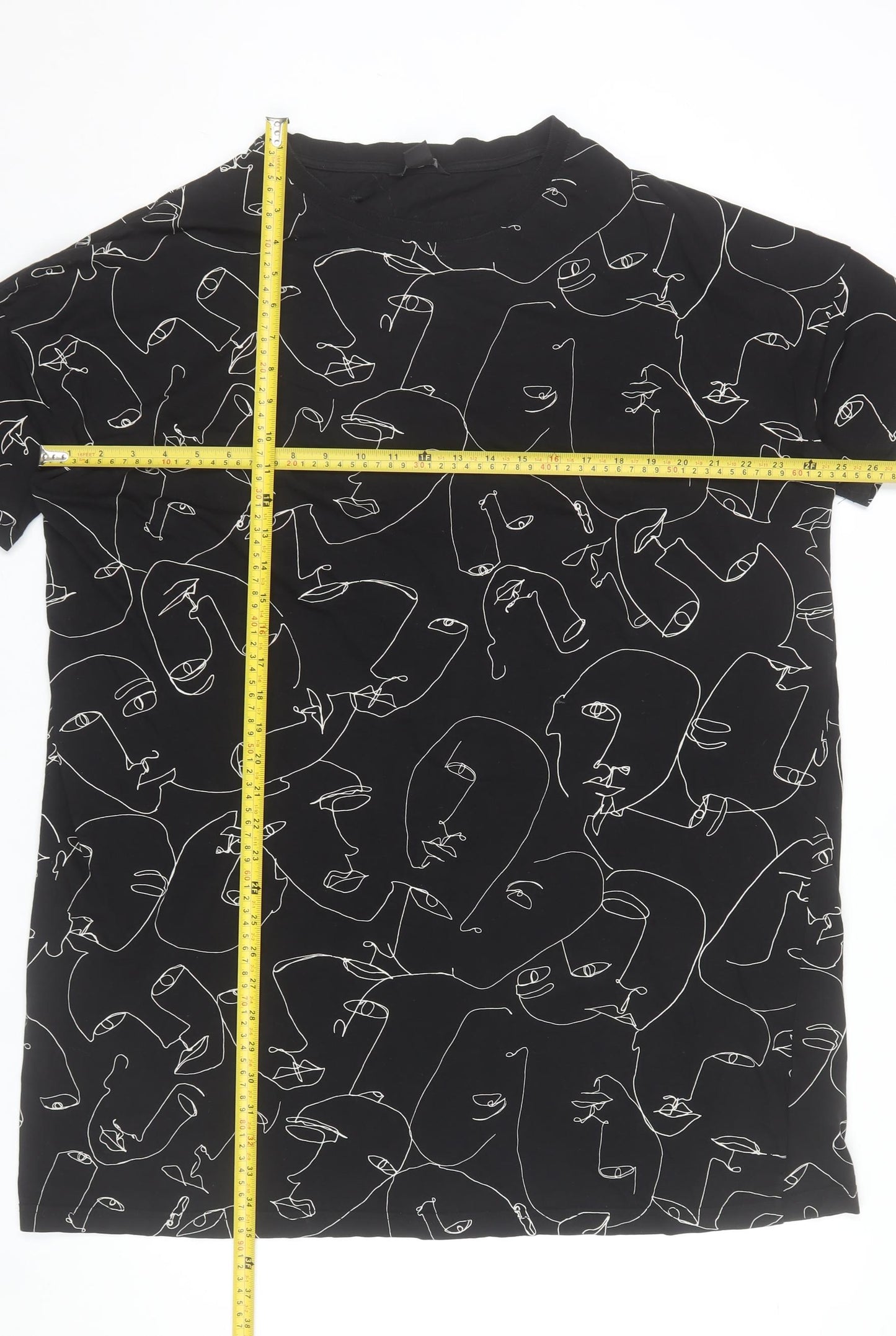 Monki Women Black Abstract Print T-Shirt Dress Size S