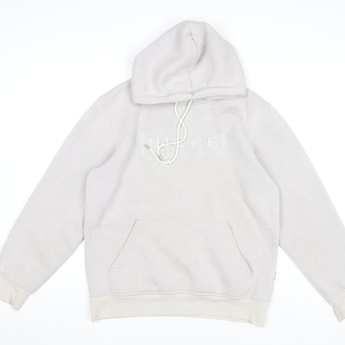 Nicce Mens Beige Pullover Hoodie Medium Regular Fit Logo Fleece