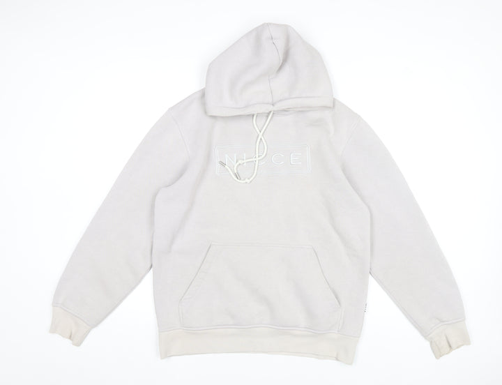 Nicce Mens Beige Pullover Hoodie Medium Regular Fit Logo Fleece