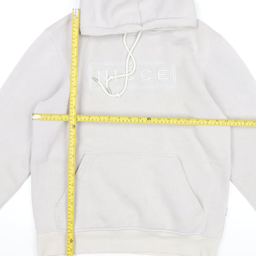 Nicce Mens Beige Pullover Hoodie Medium Regular Fit Logo Fleece