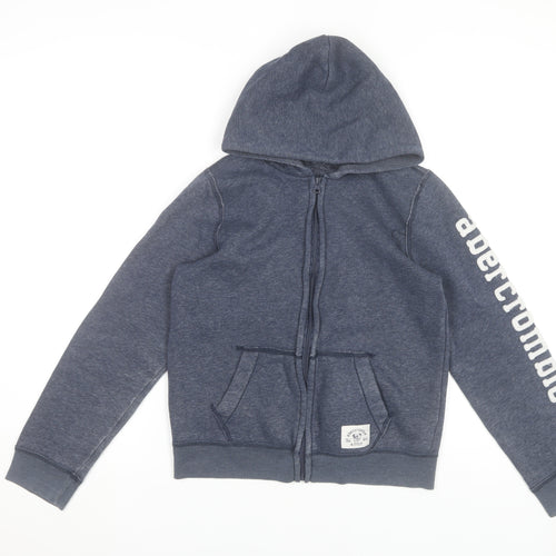 Abercrombie Boys Blue Full Zip Hoodie L Logo Hooded Sweatshirt