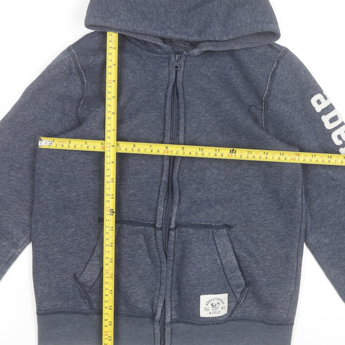 Abercrombie Boys Blue Full Zip Hoodie L Logo Hooded Sweatshirt