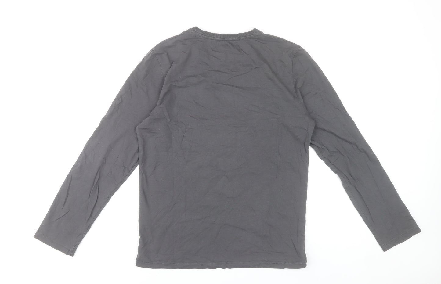 Tom Tailor Men Grey Small Long Sleeve Cotton Graphic T-Shirt