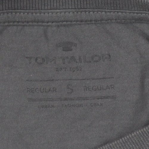 Tom Tailor Men Grey Small Long Sleeve Cotton Graphic T-Shirt