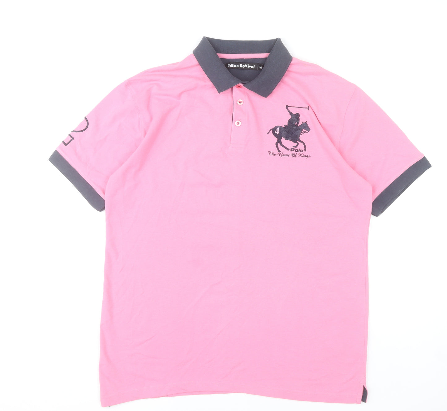 Urban Revival Men's Pink Polo Shirt Size M Cotton Blend Sports Style