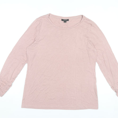 Alfani Women Pink Jersey Long Sleeve Scoop Neck T-Shirt Size L