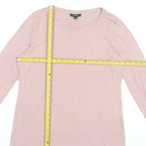 Alfani Women Pink Jersey Long Sleeve Scoop Neck T-Shirt Size L