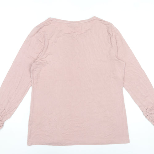 Alfani Women Pink Jersey Long Sleeve Scoop Neck T-Shirt Size L