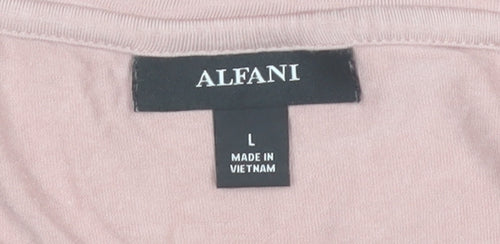 Alfani Women Pink Jersey Long Sleeve Scoop Neck T-Shirt Size L