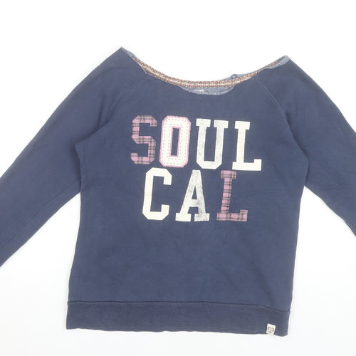 SoulCal Women’s Blue Sweatshirt Medium Logo Print Cotton Blend