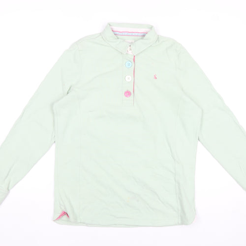 Joules Womens Sage Green Polo Shirt Size 12 Long Sleeve Cotton