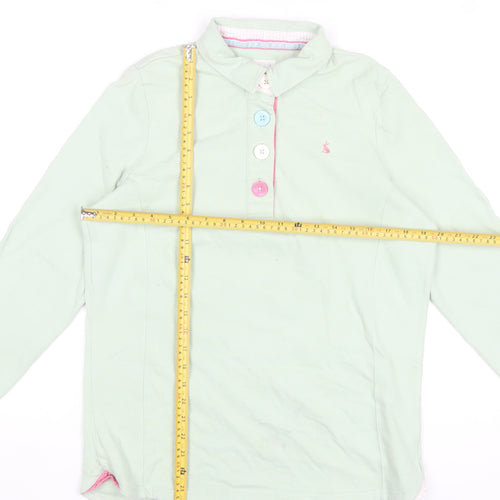 Joules Womens Sage Green Polo Shirt Size 12 Long Sleeve Cotton