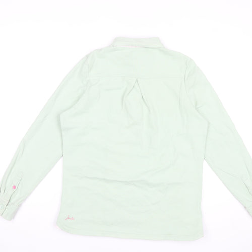 Joules Womens Sage Green Polo Shirt Size 12 Long Sleeve Cotton