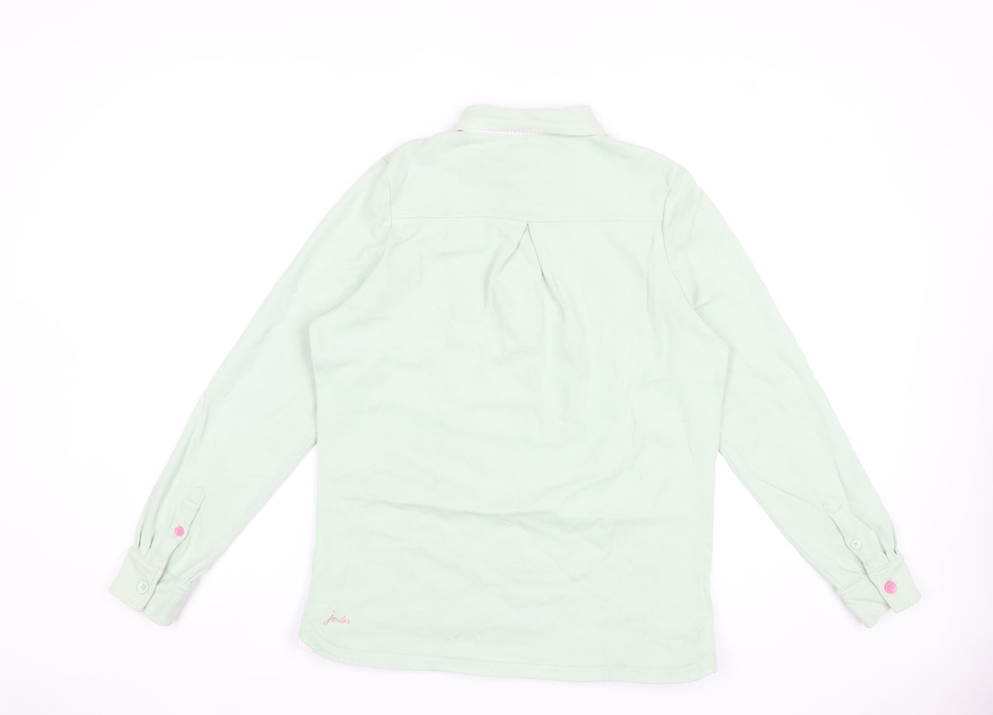 Joules Womens Sage Green Polo Shirt Size 12 Long Sleeve Cotton