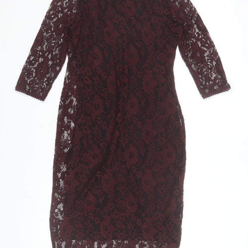 Marks and Spencer Women’s Brown Lace Floral Sheath Dress UK 10