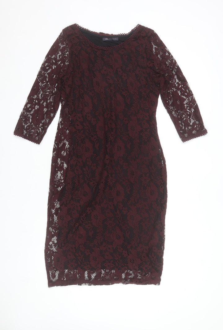 Marks and Spencer Women’s Brown Lace Floral Sheath Dress UK 10
