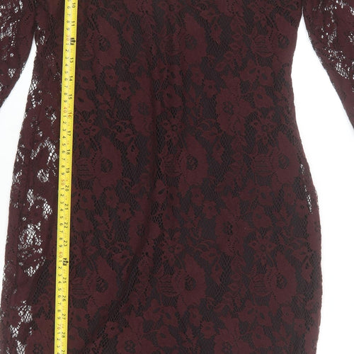 Marks and Spencer Women’s Brown Lace Floral Sheath Dress UK 10