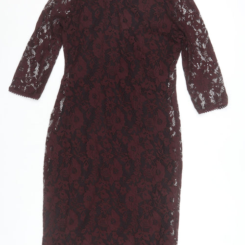 Marks and Spencer Women’s Brown Lace Floral Sheath Dress UK 10