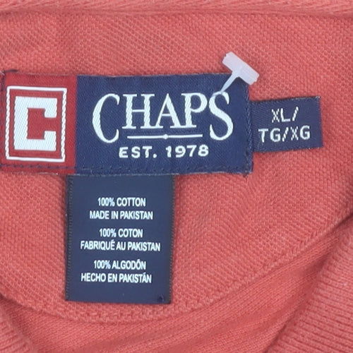 Chaps Men Red XL Cotton Polo Shirt Short Sleeve Classic Casual