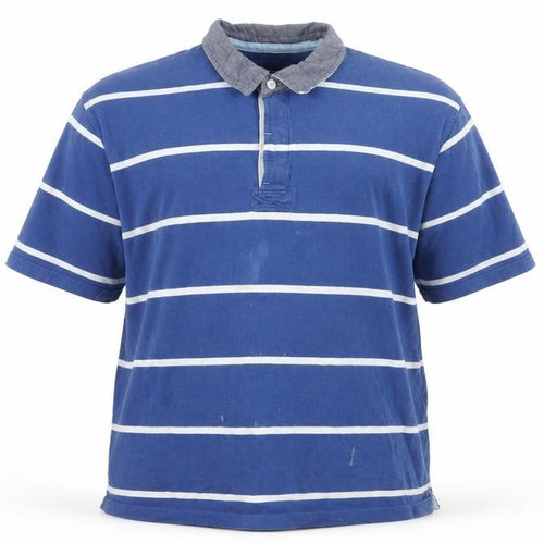 Maine New England Mens Blue Striped Cotton Polo Shirt 2XL