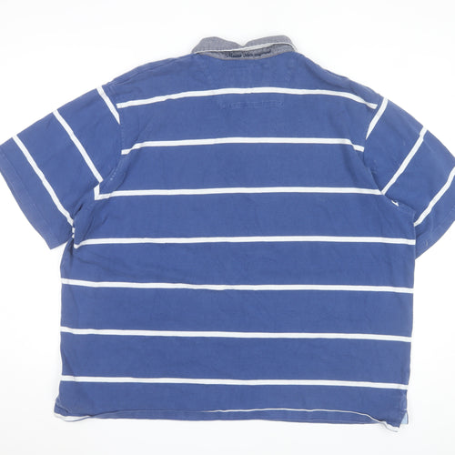 Maine New England Mens Blue Striped Cotton Polo Shirt 2XL