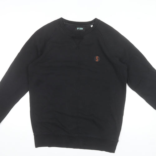 MR SHAW Men’s Black Crew Neck Pullover Sweatshirt Size L