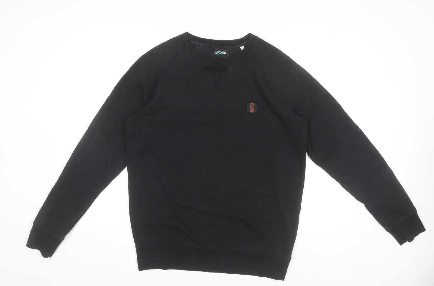 MR SHAW Men’s Black Crew Neck Pullover Sweatshirt Size L