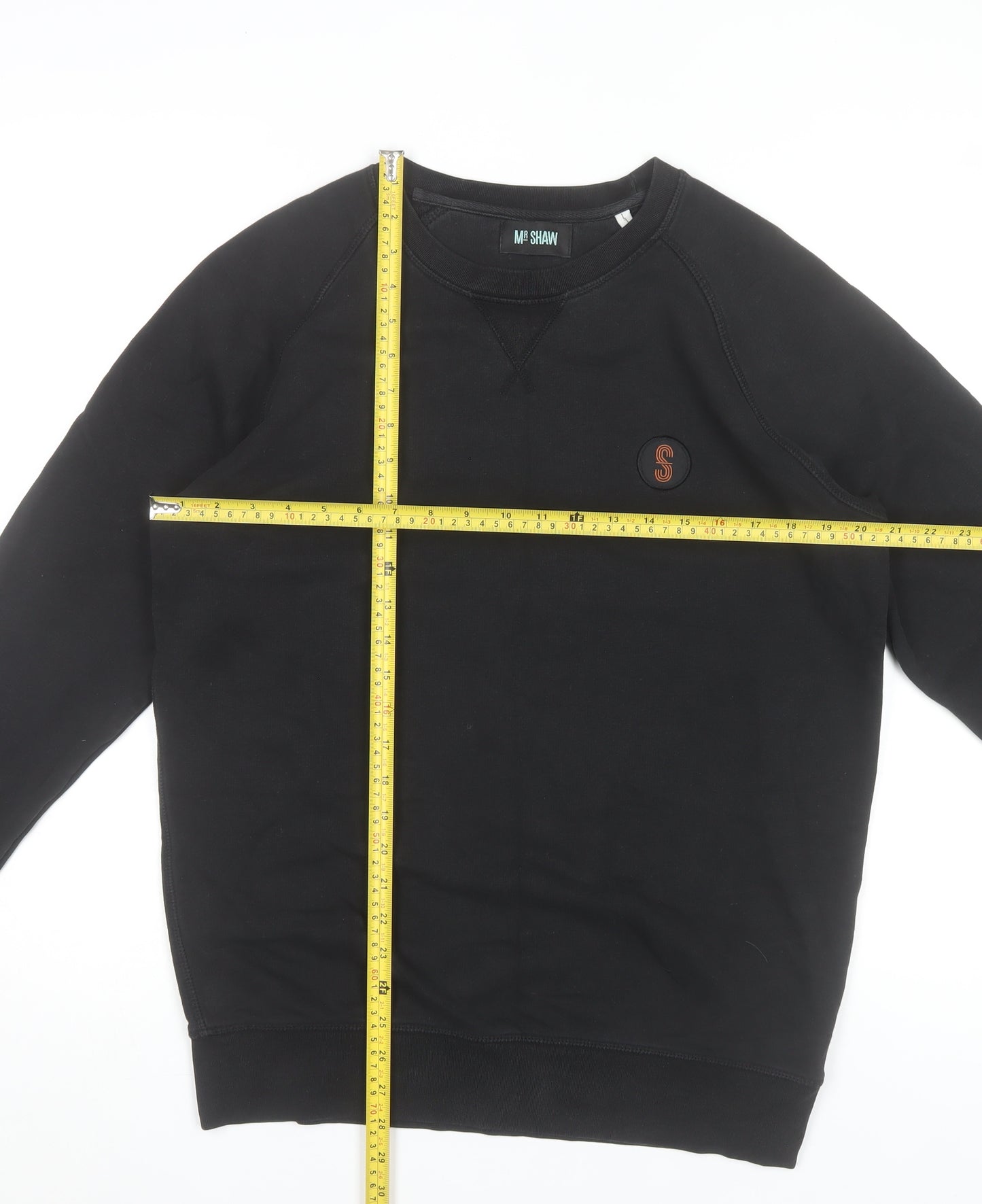 MR SHAW Men’s Black Crew Neck Pullover Sweatshirt Size L