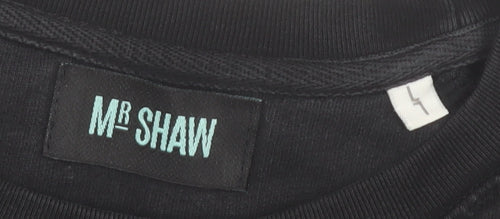 MR SHAW Men’s Black Crew Neck Pullover Sweatshirt Size L