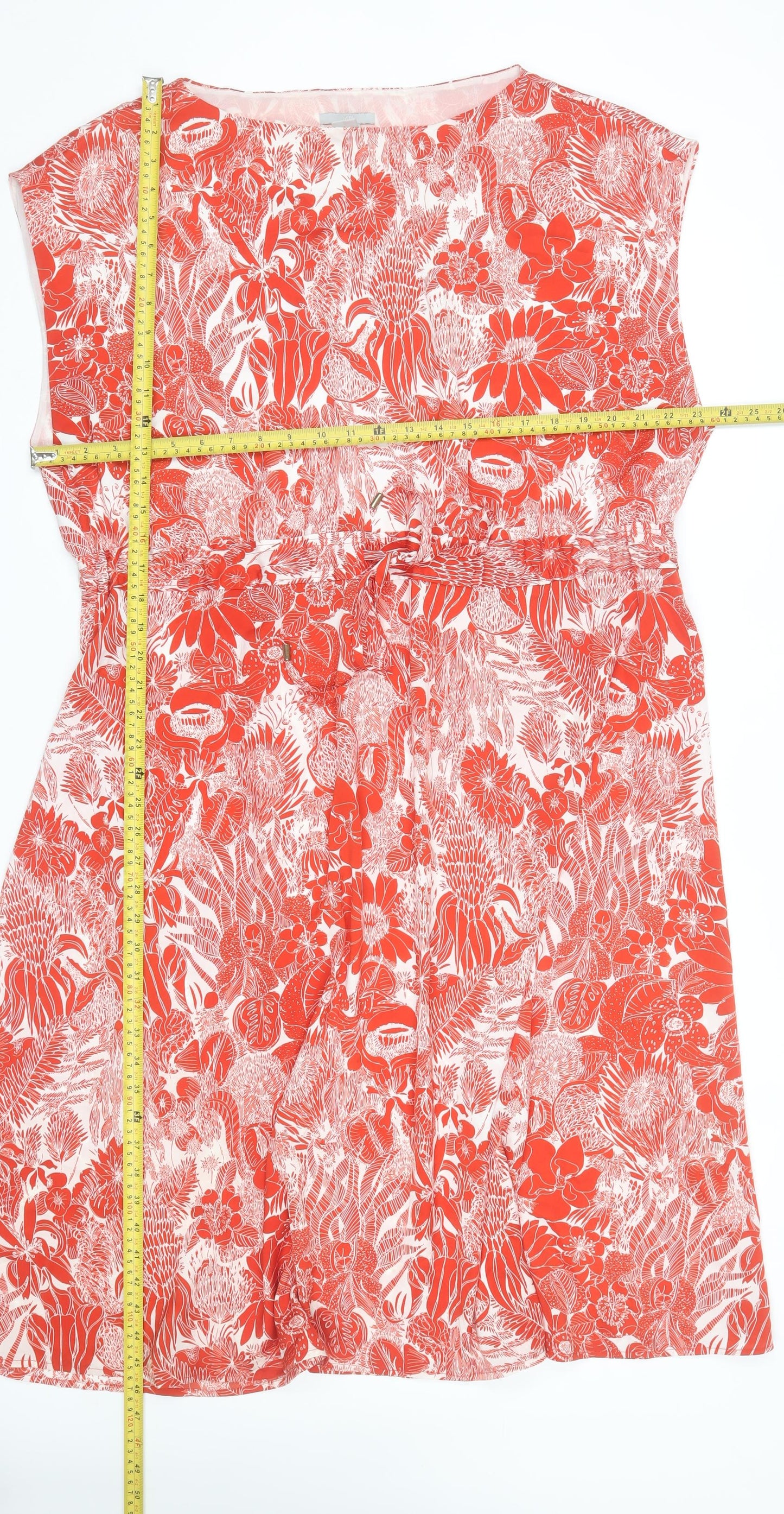 H&M Womens Red Floral A-Line Sleeveless Dress Size 22 Plus