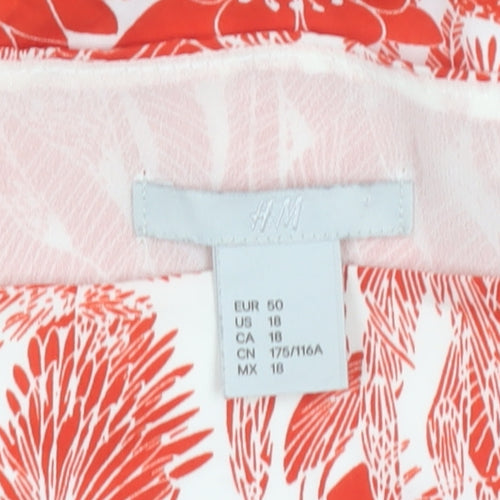 H&M Womens Red Floral A-Line Sleeveless Dress Size 22 Plus