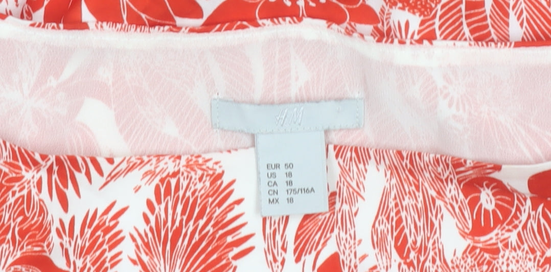 H&M Womens Red Floral A-Line Sleeveless Dress Size 22 Plus