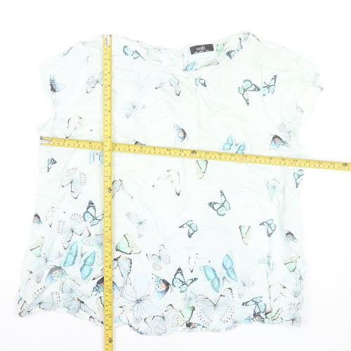Wallis Women’s Multicoloured Butterfly Blouse UK 20 Short Sleeve