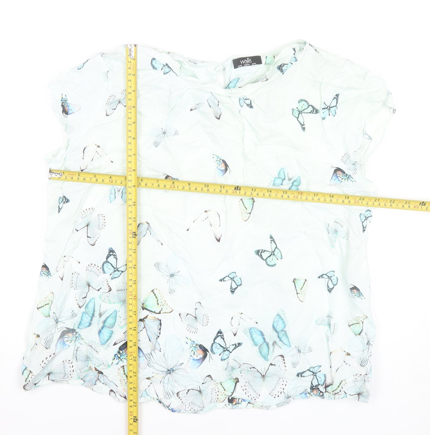 Wallis Women’s Multicoloured Butterfly Blouse UK 20 Short Sleeve