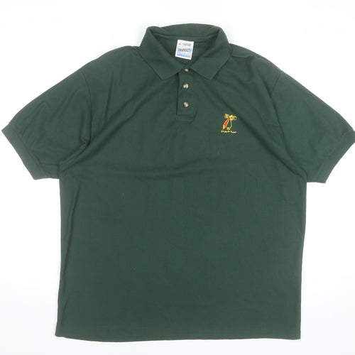 Fruit of the Loom Men’s Green Polo Shirt XL Embroidered Casual
