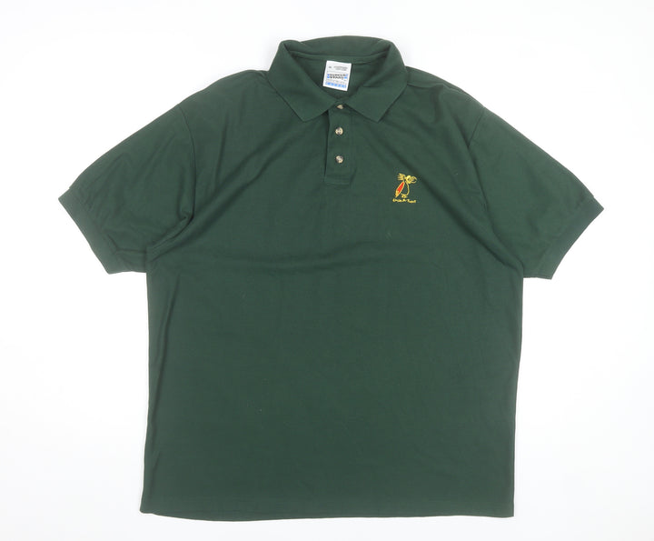 Fruit of the Loom Men’s Green Polo Shirt XL Embroidered Casual