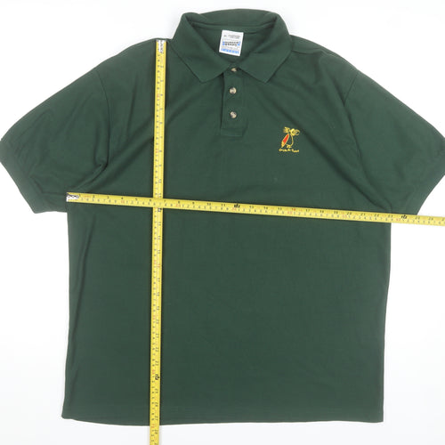 Fruit of the Loom Men’s Green Polo Shirt XL Embroidered Casual