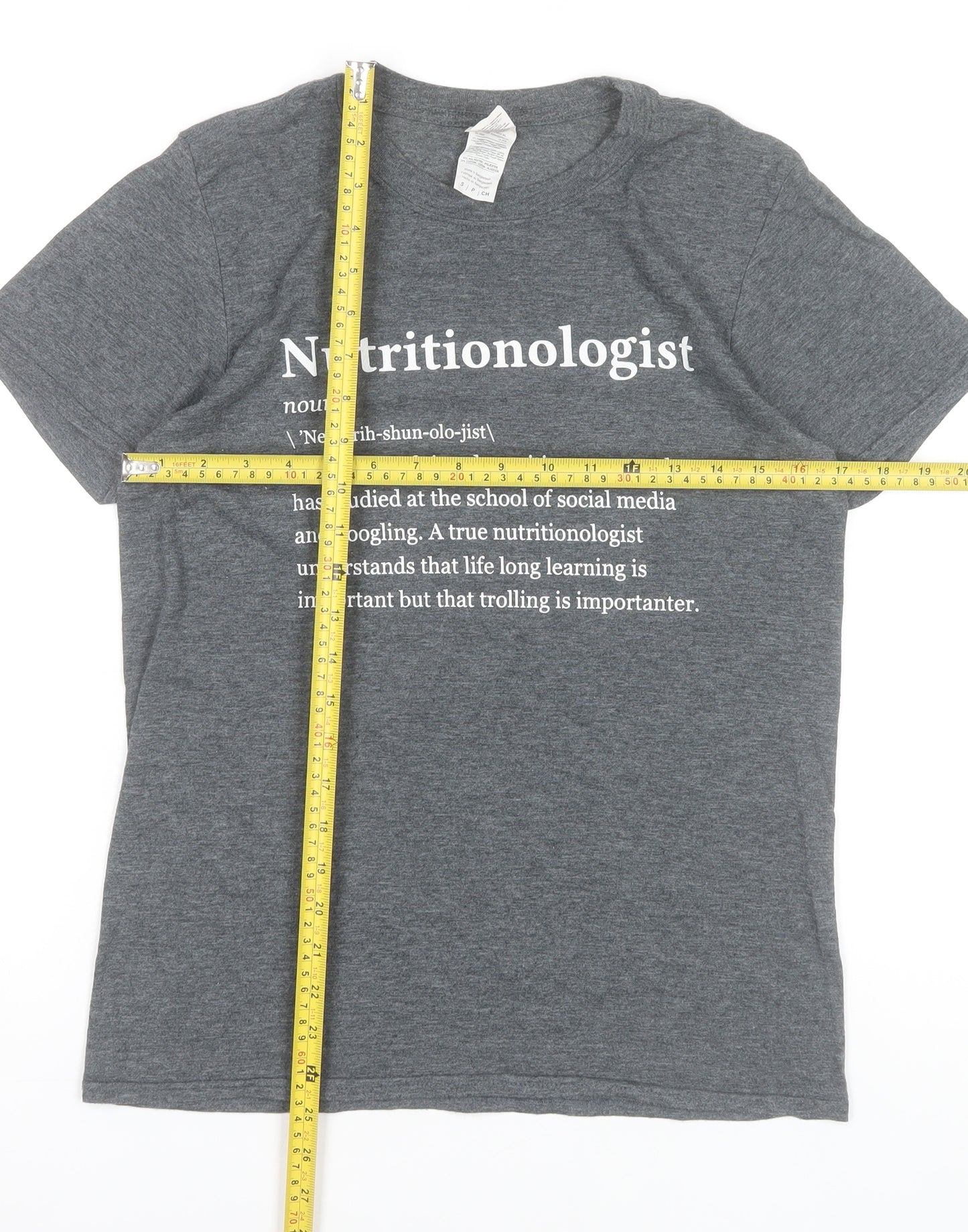 Gildan Women’s Grey Nutritionologist Funny Quote T-Shirt Size S
