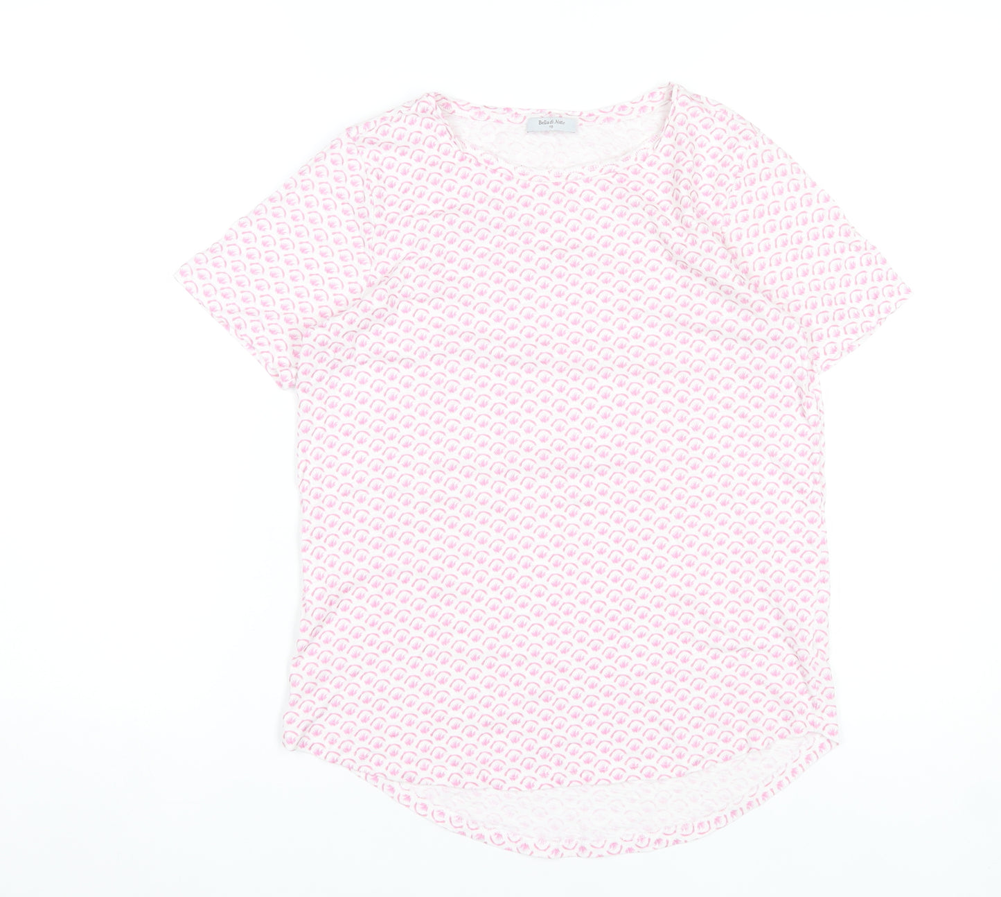 Bella di Notte Womens Pink Geometric Jersey T-Shirt Size 10