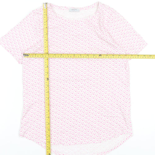 Bella di Notte Womens Pink Geometric Jersey T-Shirt Size 10