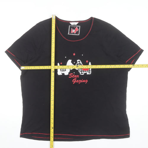 Bm Women’s Black Cotton Pyjama Top Size 20-22 Dog Print T-Shirt