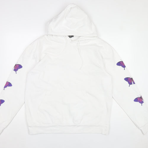 PrettyLittleThing Women’s White Butterfly Hoodie Small Pullover