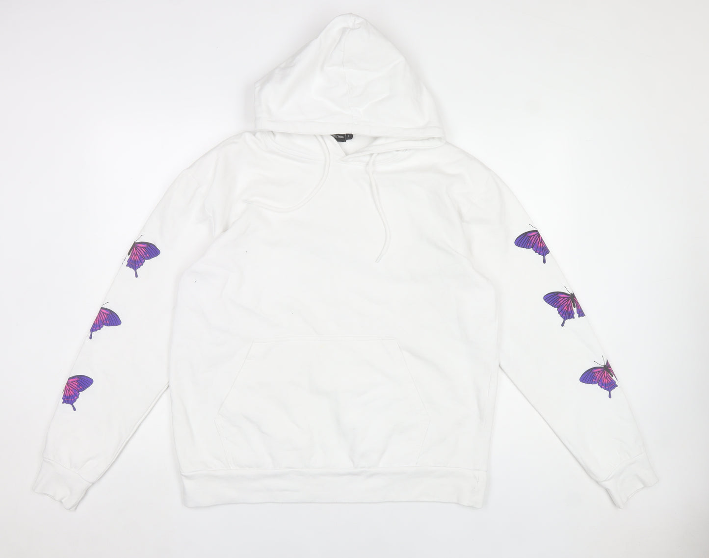 PrettyLittleThing Women’s White Butterfly Hoodie Small Pullover