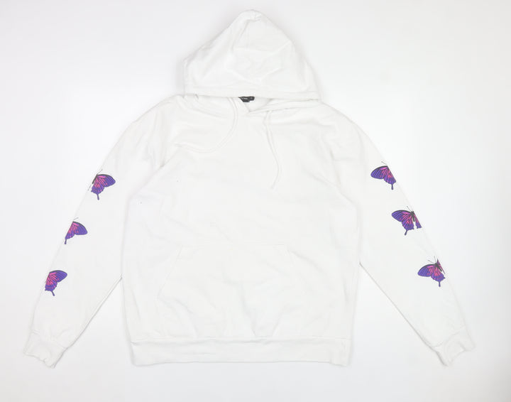 PrettyLittleThing Women’s White Butterfly Hoodie Small Pullover