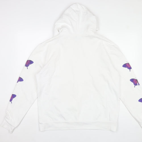 PrettyLittleThing Women’s White Butterfly Hoodie Small Pullover