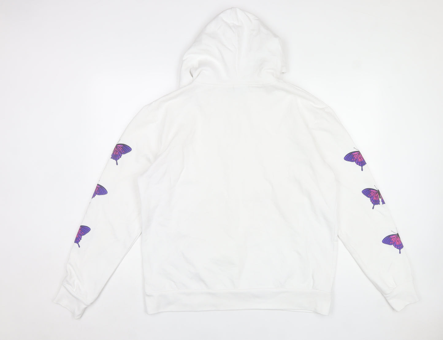 PrettyLittleThing Women’s White Butterfly Hoodie Small Pullover