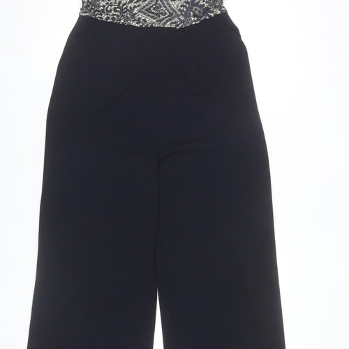 Pink Boutique Women’s Black Ivory Lace V-Neck Sleeveless Wide-Leg Jumpsuit Size 12
